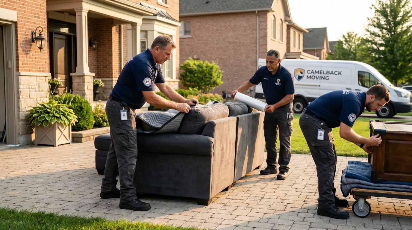 Large estate moving crew wrapping furniture in Waynesville, NC